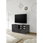 Meuble tv 1 porte et 1 tiroir dama laqu anthracite brillant