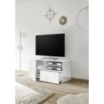 Meuble tv 1 porte et 1 tiroir dama laqu blanc brillant