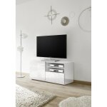 Meuble tv 1 porte et 1 tiroir miro laqu blanc brillant