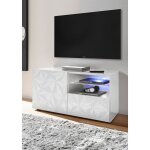 Meuble tv 1 porte et 1 tiroir prisma laqu blanc brillant