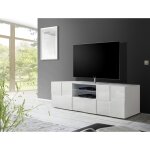 Meuble tv 2 portes 1 tiroir dama laqu blanc brillant