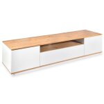 Meuble tv au design linaire iliade bois clair et blanc