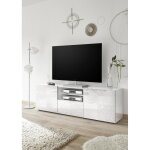 Meuble tv deux portes et 1 tiroir miro laqu blanc brillant