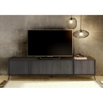 Meuble tv lowboard 4 portes chene noir