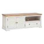 Meuble tv olbia en mtal & acacia 140x40cm blanc