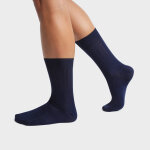 Mi - chaussette fil d'ecosse bleu marine en coton