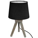 Mini lampe noire bois et trpieds
