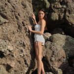 Mini - short blanc en viscose rose
