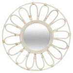 Miroir fleur en rotin d56 beige