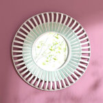 Miroir rond en bambou moussa vert et blanc Miroir rond en bambou moussa vert et blanc