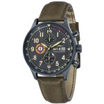 Montre avi - 8 av - 4011 - 0e - cuir vert bo�tier acier noir hawker hurricane avi - 8