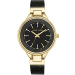 Montre anne klein ak - 1408bkbk - cristaux swarovski bracelet rsine noir botier aluminium dor femme ...