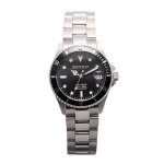 Montre beuchat beu1955 - 1 - dateur lunette unidirectionnelle 20 atm acier argent cadran noir femme