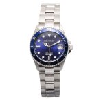 Montre beuchat beu1955 - 2 - dateur lunette unidirectionnelle 20 atm acier argent cadran bleu femme