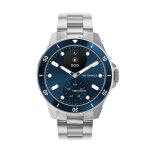 Montre de sant connecte homme withings scanwatch nova - wsw n blue bracelet acier argent
