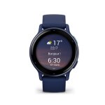 Montre connecte mixte garmin vvoactive ; 5 lunette aluminium metallic blue, boitier bleu et bracelet ...