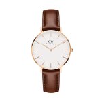 Montre daniel wellington dw00100175 - montre cuir marron acier or rose femme