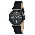 Montre femme mf476 - diamant - bracelet cuir noir