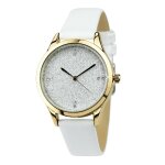 Montre femme mf485 - dore - bracelet cuir blanc