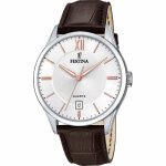 Montre festina classique f20426 - 4 - montre acier cadran argent cuir brun festina montres