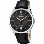 Montre festina classique f20426 - 6 - montre acier cadran noir cuir noir festina montres