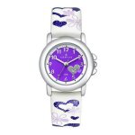 Montre fille certus 647457 - bracelet cuir blanc / violet