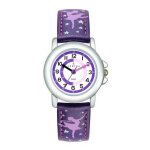 Montre certus enfant 647616 - cuir violet motifs danseuses cadran p�dagogique fille