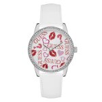 Montre guess w1206l1 - montre acier boitier cristaux bracelet cuir blanc guess montres