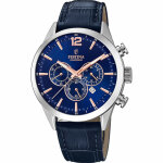 Montre homme bracelet cuir bleu f20542 - 4