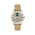 Montre homme earnshaw longitude automatic skeleton - es - 8006 - 0d bracelet cuir beige
