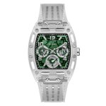 Montre homme guess phoenix - gw0499g8 bracelet plastique transparent
