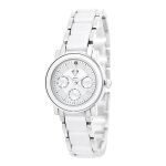 Montre lila acier blanche orne d'un vritable diamant noir