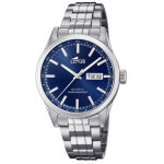 Montre lotus l18670 - 3 - classique dateur acier argent cadran bleu homme
