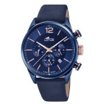 Montre lotus l18681 - 2 - chrono dateur, chronographe cuir bleu cadran bleu homme