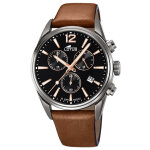 Montre lotus l18683 - 2 - chrono dateur, chronographe bracelet cuir marron cadran noir homme Montre lotus l18683 - 2 - chrono dateur, chronographe bracelet cuir marron cadran noir homme