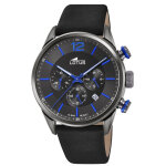Montre lotus l18687 - 3 - chrono dateur, chronographe cuir noir cadran noir homme Montre lotus l18687 - 3 - chrono dateur, chronographe cuir noir cadran noir homme