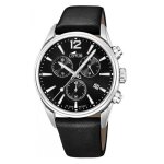 Montre lotus l18691 - 3 - chrono dateur, chronographe cuir noir cadran noir homme