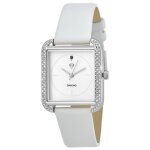 Montre marwa blanche ornée d'un véritable diamant noir et de 72 cristaux scintillants Montre marwa blanche ornée d'un véritable diamant noir et de 72 cristaux scintillants