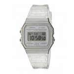 Montre mixte basic vintage casio f - 91ws - 7ef - bracelet rsine transparent