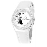 Montre so charm montres mf316 - oiseau - chat - blanc - montre femme