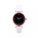 Montre trendy kiss trg10122 - 01 - hmra cuir blanc boitier acier dor rose cadran ciel noir femme