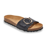 Mules plates femme zullox noir en cuir