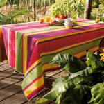 Nappe ronde 150 cm polycoton striber - rose