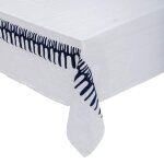 Nappe broderie en coton et lin lizandro 150x300cm blanc
