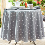 Nappe coton enduit � pois zumba 180 � - gris