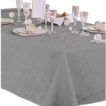 Nappe damassée enduite madigan gris ovale Nappe damassée enduite madigan gris ovale