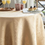 Nappe jacquard damasse - 100% polyester nydel ; - beige