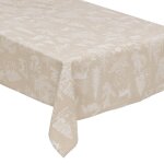 Nappe de nol refuge beige motifs blancs 140x360cm