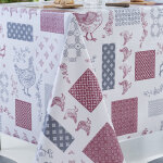 Nappe rectangle basse cour toile ciree gris / rouge