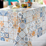 Nappe rectangle faro toile ciree bleu